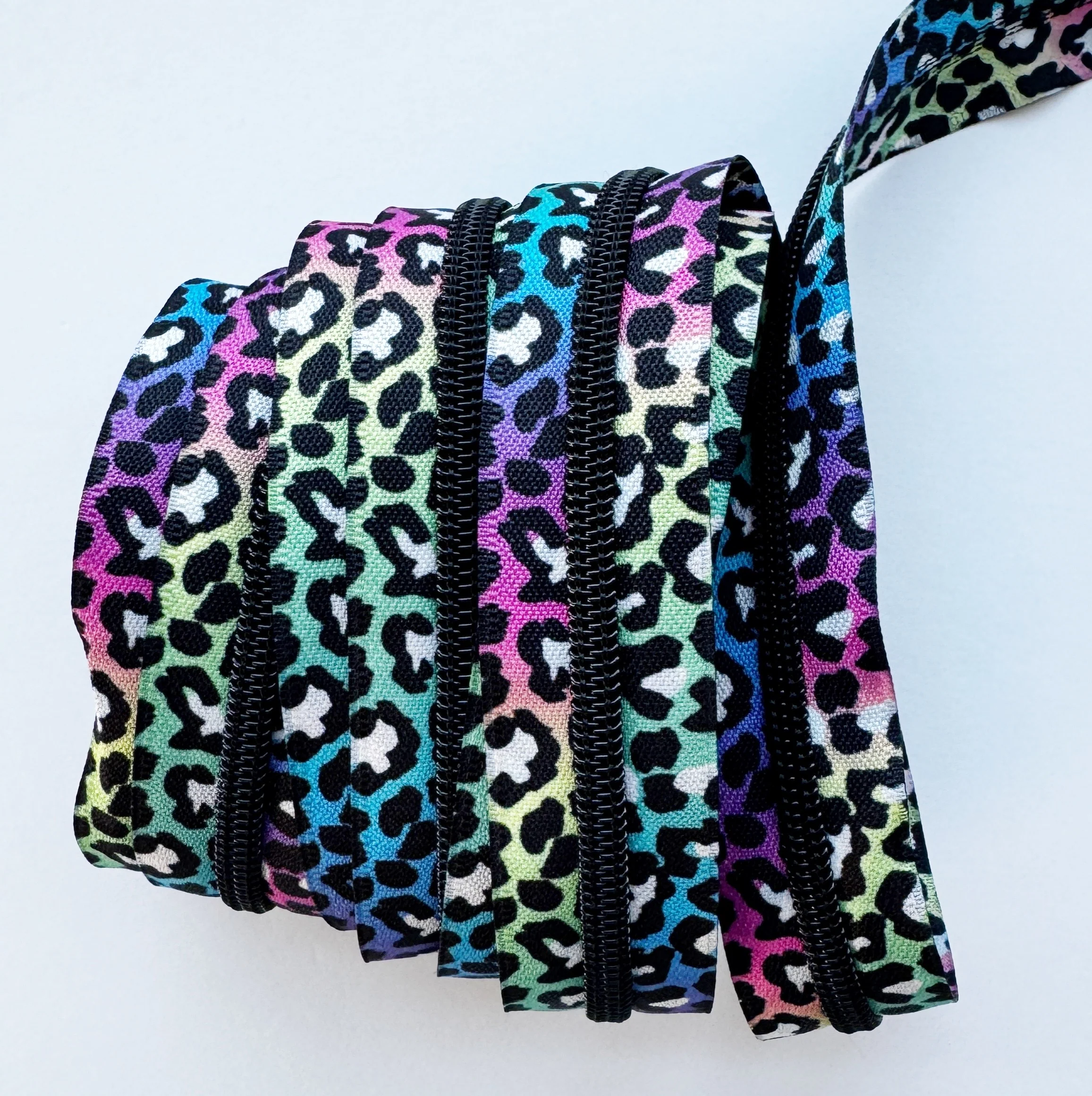 Rainbow Leopard Zipper Tape #5 Double-Sided Nylon - 3 Yards