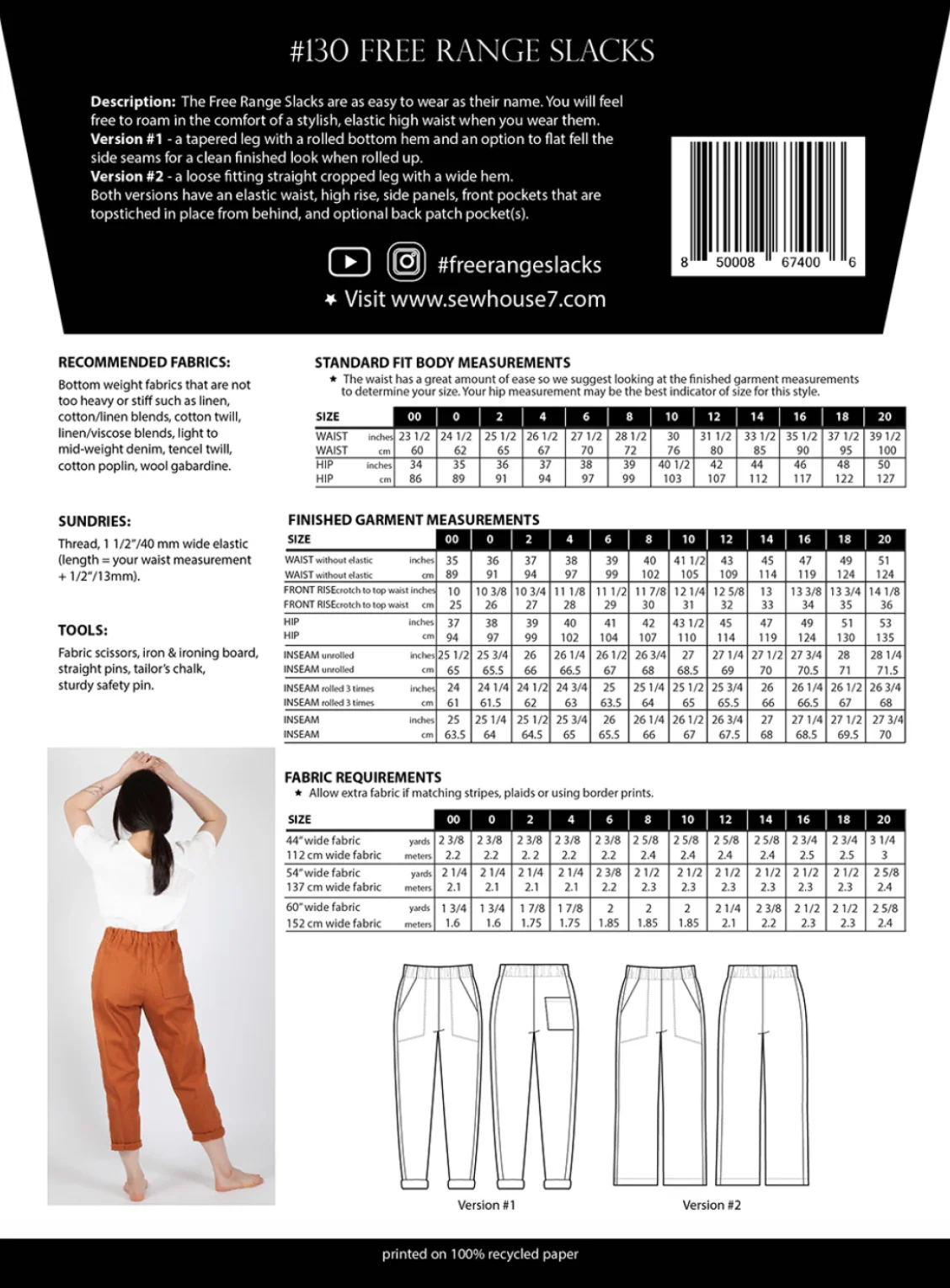 Free Range Slacks sewing pattern by Sew House Seven - Image 2