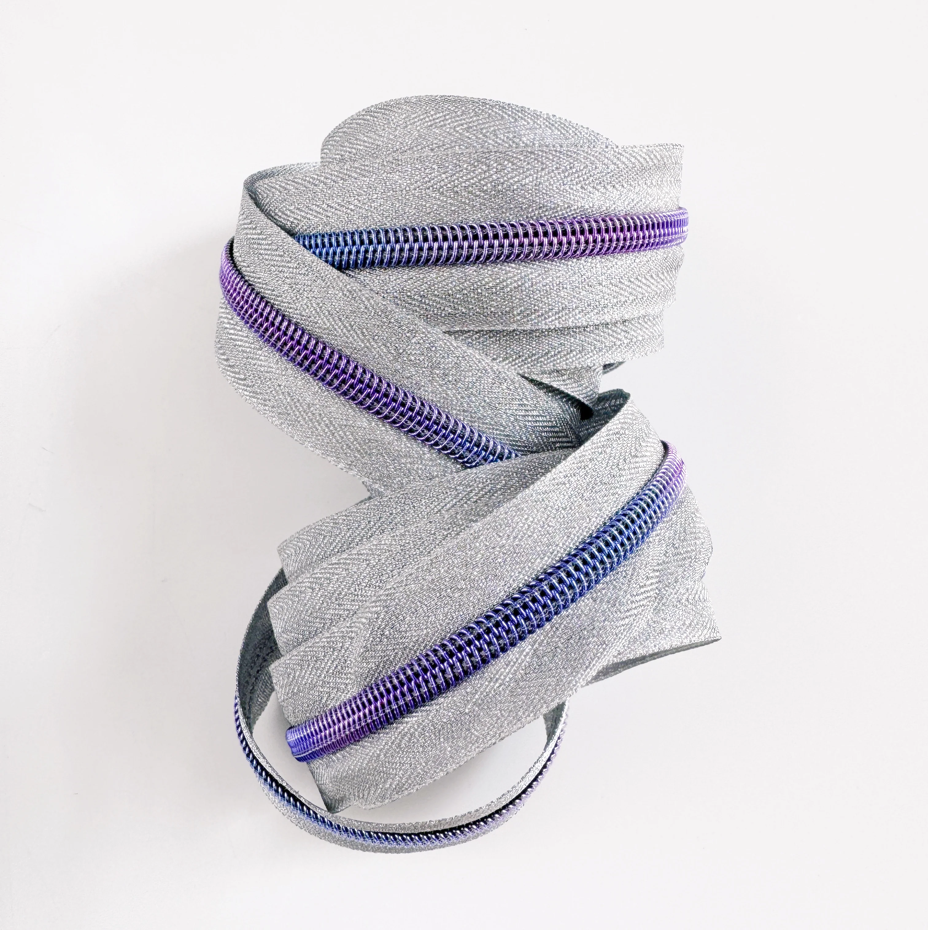 Silver and Purple Zipper Tape 3 yards - Image 2