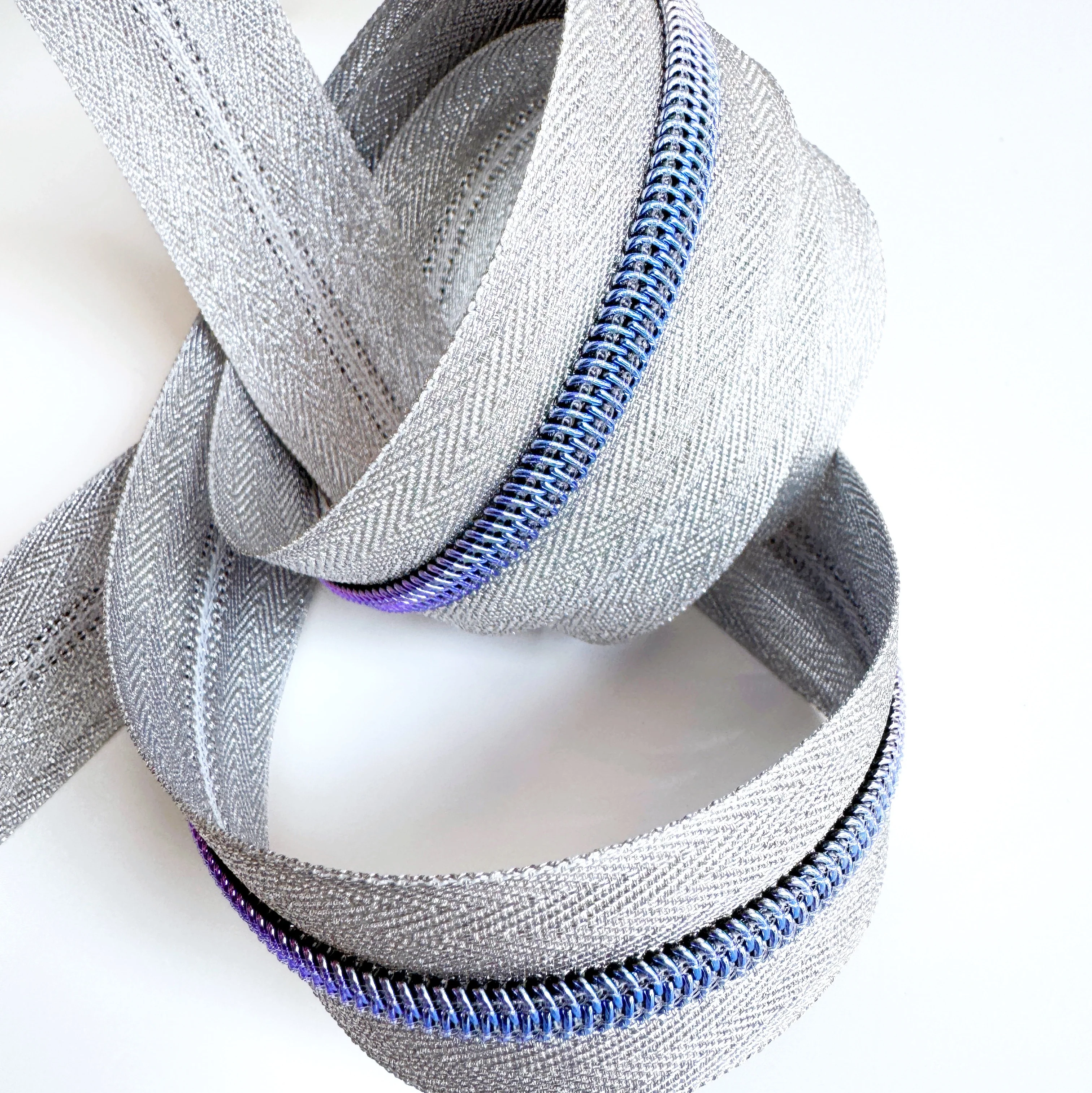 Silver and Purple Zipper Tape 3 yards - Image 3