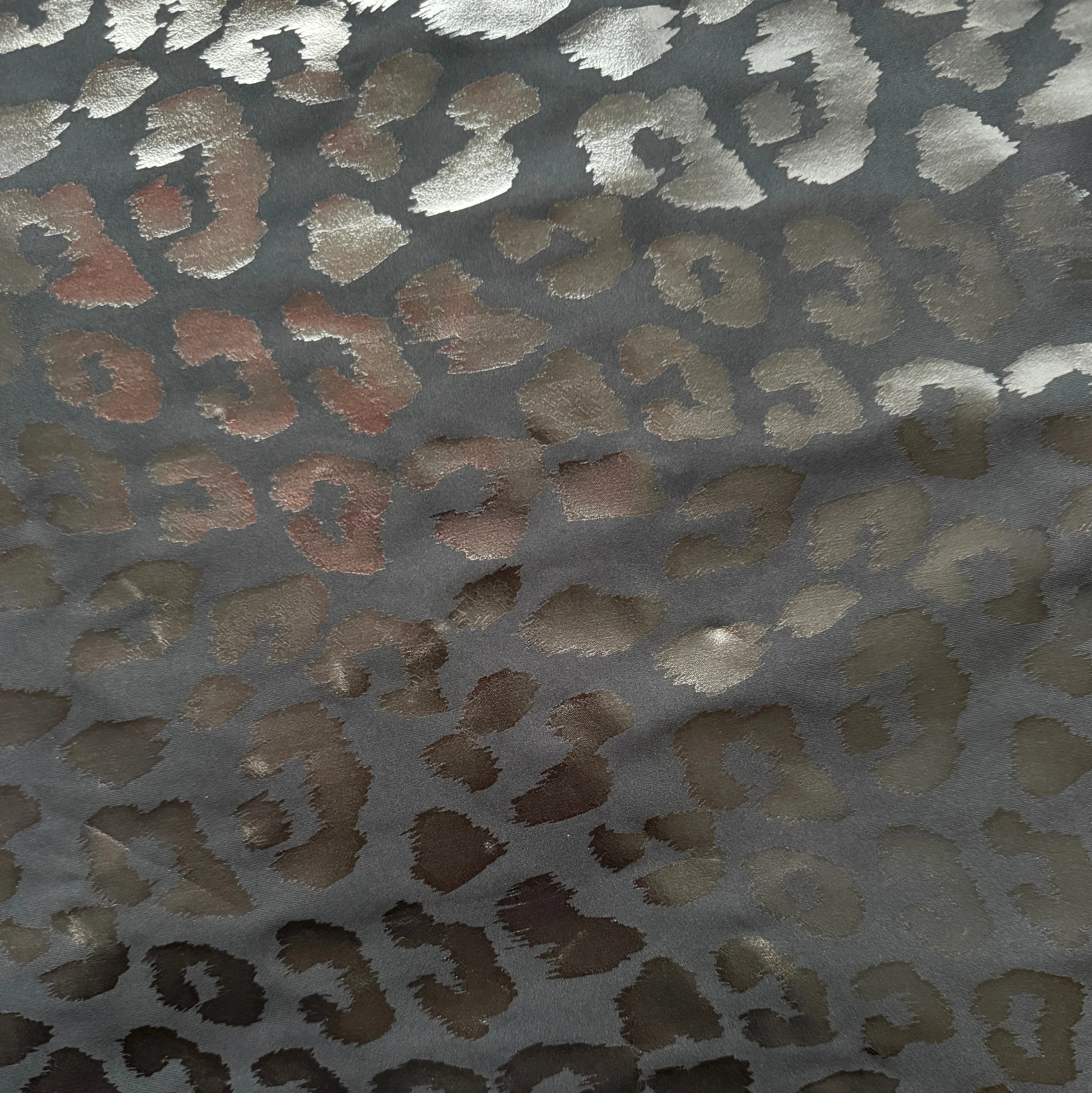 Stretch Fabric - Yogawear - Black Leopard Foil