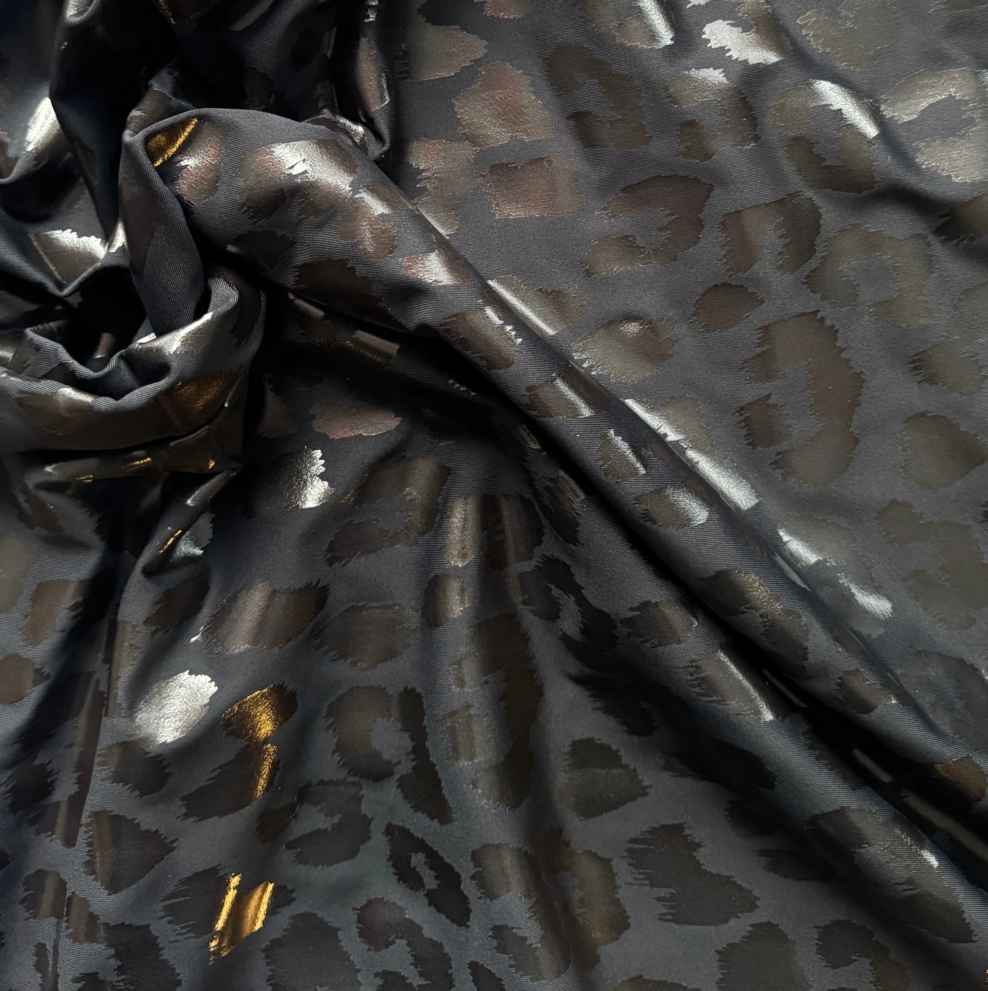 Stretch Fabric - Yogawear - Black Leopard Foil - Image 2