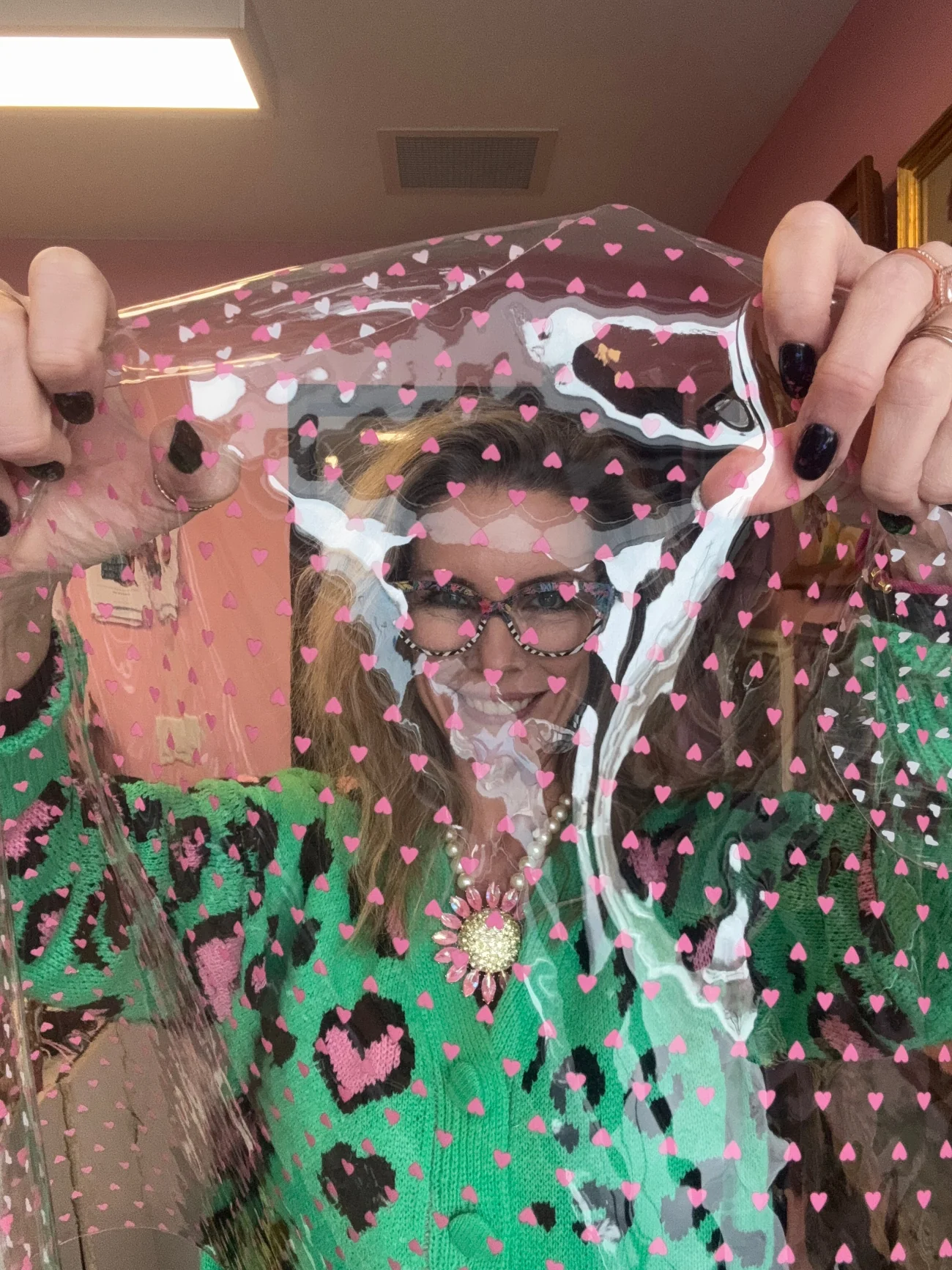 Tiny Hearts TPU Vinyl | Clear Printed Vinyl Fabric for Bag Making - Image 3