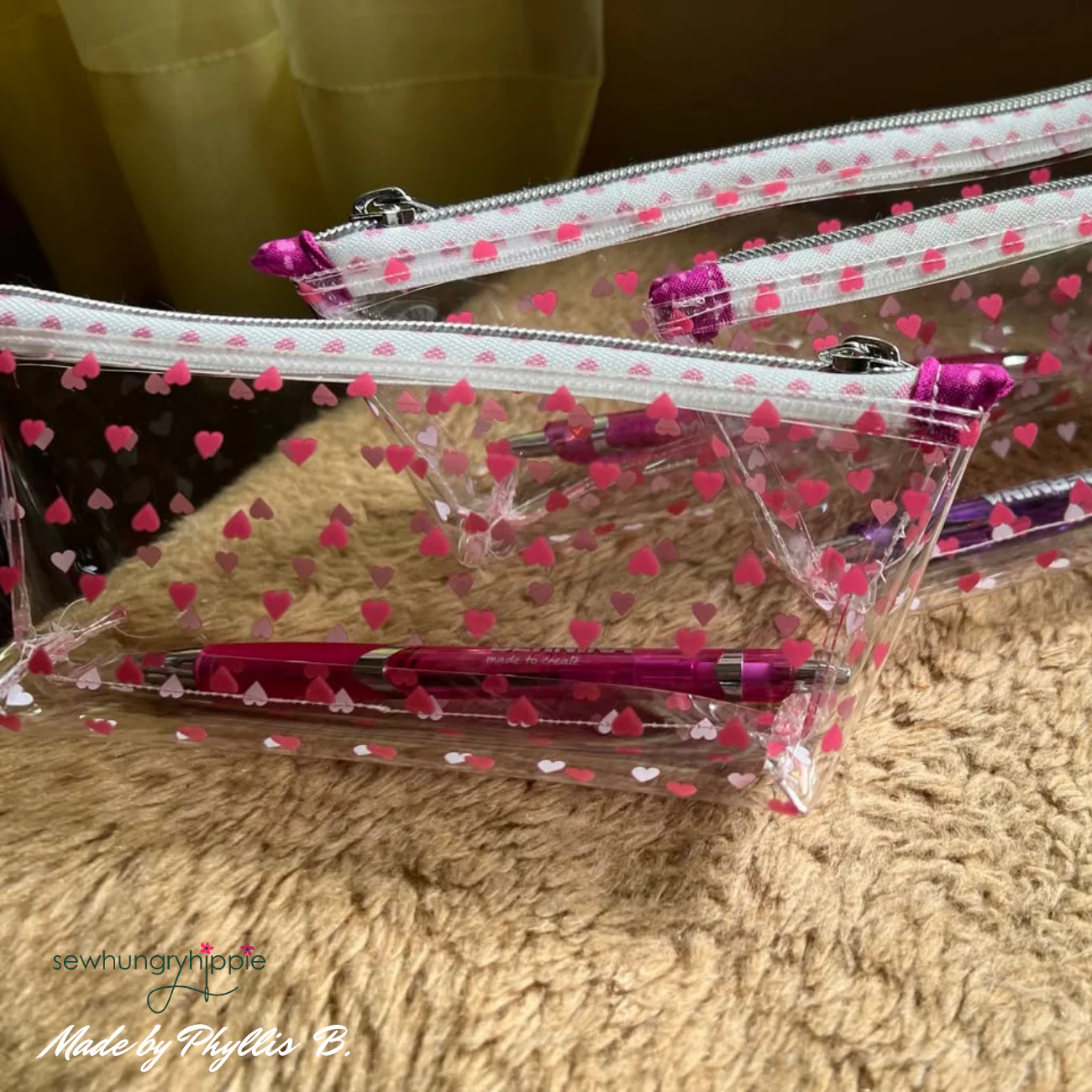 Tiny Hearts TPU Vinyl | Clear Printed Vinyl Fabric for Bag Making - Image 6