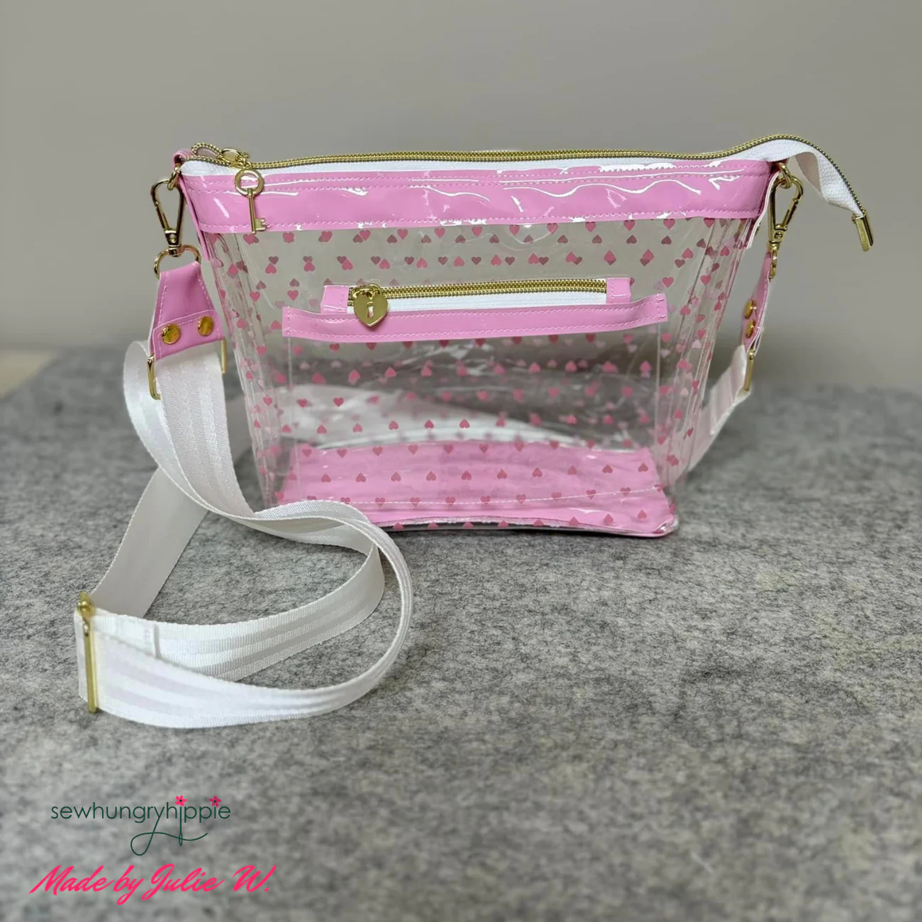 Tiny Hearts TPU Vinyl | Clear Printed Vinyl Fabric for Bag Making - Image 7