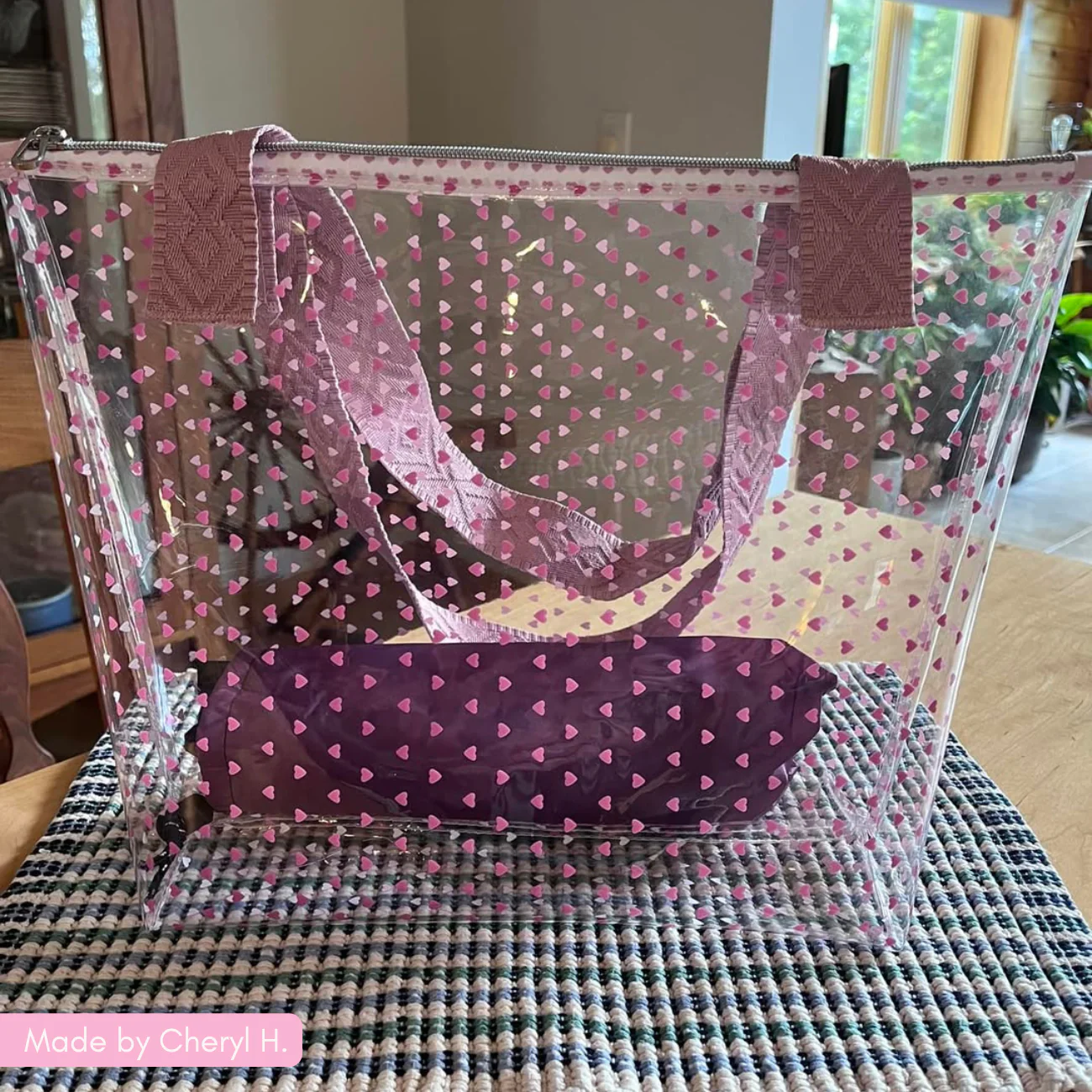 Tiny Hearts TPU Vinyl | Clear Printed Vinyl Fabric for Bag Making - Image 8