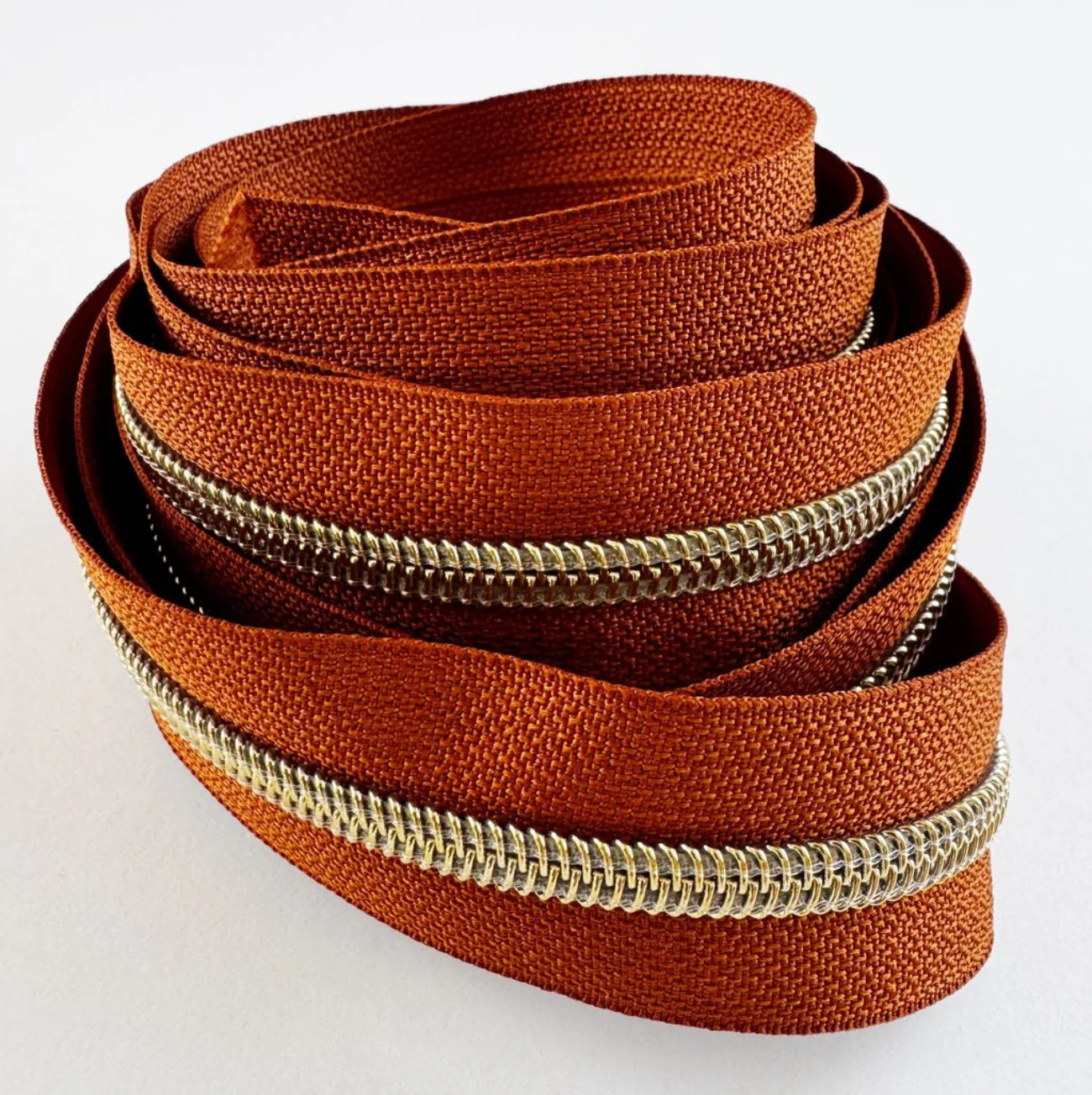 Toffee Zipper Tape Gold Teeth - #5 Nylon Continuous Zipper 3 Yards